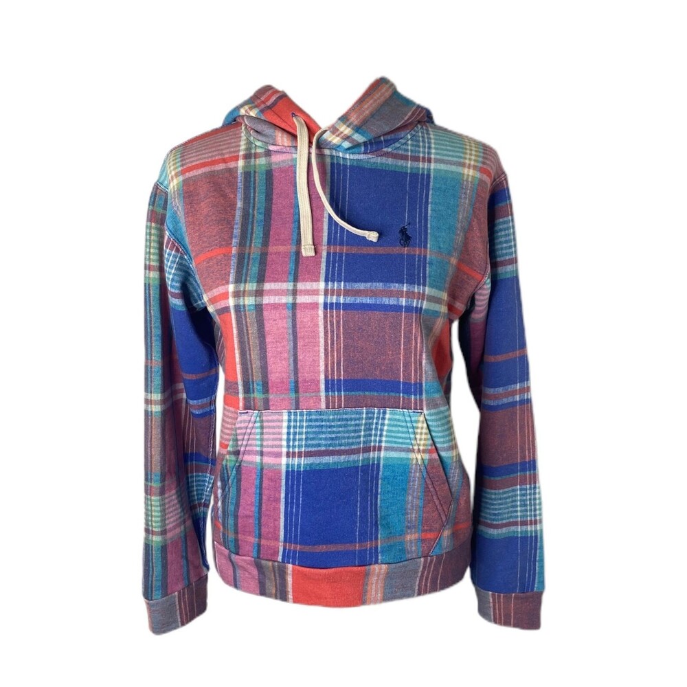 Polo Ralph Lauren Women's Hoodie Multicolor Plaid Patchwork OP Excess Size Small